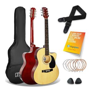 3RD AVENUE Cutaway Electro-Acoustic Guitar Bundle - Natural, Brown,Yellow