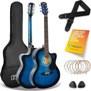 3RD AVENUE STX10ECABBPK Electro-Acoustic Guitar Pack - Blueburst, Blue,Black