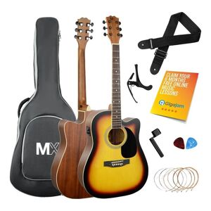 3RD AVENUE MX202E Electro-Acoustic Guitar Bundle - Sunburst, Brown,Yellow,Black