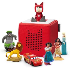 Tonies Toniebox Starter Set (Red), Lion King, Encanto, Baloo, Lightning McQueen, Moana & Elsa Audio Figure Bundle