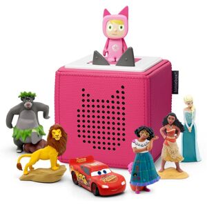 Tonies Toniebox Starter Set (Pink), Lion King, Encanto, Baloo, Lightning McQueen, Moana & Elsa Audio Figure Bundle