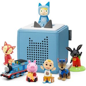 Tonies Toniebox Starter Set (Light Blue), Paw Patrol, Thomas and Friends, Bing Bunny, Cocomelon, Bedtime Lullabies & Peppa Pig Audio Figure Bundle