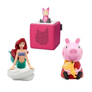 Tonies Toniebox Starter Set (Pink), The Little Mermaid & Peppa Pig Audio Figure Bundle