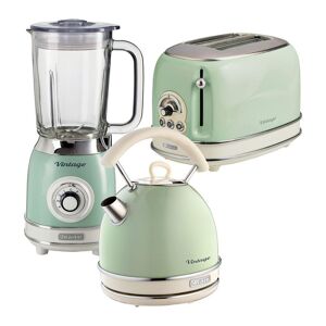 ARIETE Vintage ARPK26 2-Slice Toaster, Traditional Kettle & Blender Bundle - Green