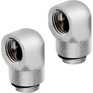 CORSAIR Hydro X Series XF 90° Rotary Fitting Adapter - G1/4", Chrome, Pack of 2, Silver/Grey