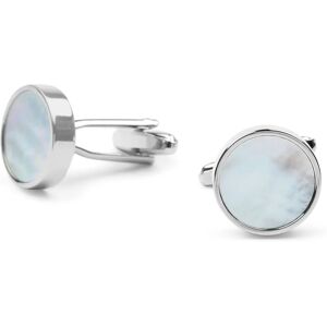 Suitable Cufflinks Round Silver Blue- male