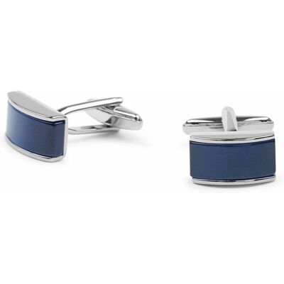 Suitable Cufflinks Rectangle Silver Blue Dark Blue- male Suitable Cufflinks Rectangle Silver Blue Dark Blue- male