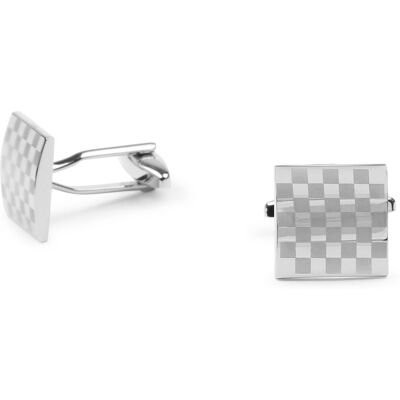 Suitable Cufflinks Square Checkered Silver- male Suitable Cufflinks Square Checkered Silver- male