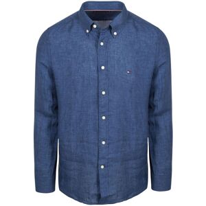 Tommy Hilfiger Shirt Linen Indigo Blue Dark Blue size XXL- male Tommy Hilfiger Shirt Linen Indigo Blue Dark Blue size XXL- male