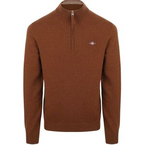 Gant Halfzip Wool Sweater Logo Brown size L- male Gant Halfzip Wool Sweater Logo Brown size L- male