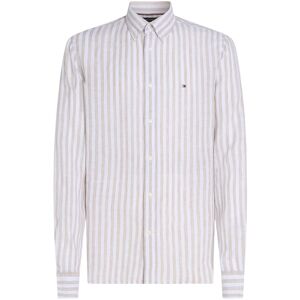 Tommy Hilfiger Shirt Linen Stripe Beige size L- male Tommy Hilfiger Shirt Linen Stripe Beige size L- male