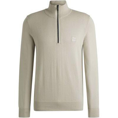 BOSS Kanobix Half Zip Sweater Ecru Off-White Beige size M- male BOSS Kanobix Half Zip Sweater Ecru Off-White Beige size M- male