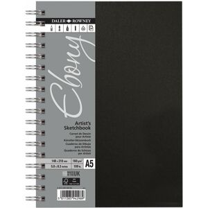 Daler-Rowney Ebony A5 Spiral Bound Sketchbook 160gsm 54 White Sheets