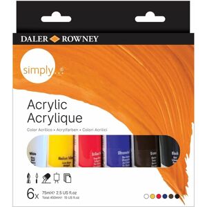 Daler-Rowney Simply Acrylic Starter Set Of 75ml Tubes (Pack Of 6)