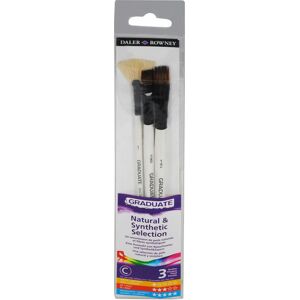 Daler-Rowney Graduate Synthetic And Bristle Short Handle Brush Set (Pack Of 3)