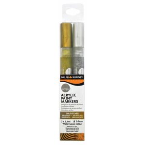 Daler-Rowney Simply Acrylic Markers Gold And Silver Pack Of 2