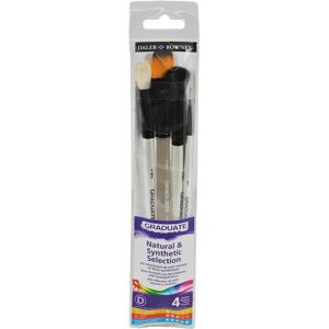 Daler-Rowney Graduate Natural And Synthetic Watercolour Short Handle Brush Set (Pack Of 4)