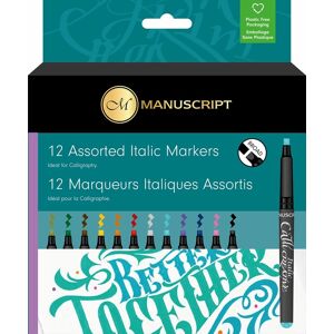 Manuscript Calli-Creative Italic Calligraphy Markers, Assorted Ink (Pack Of 12)