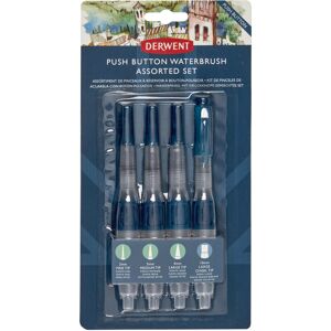 Derwent Professional Assorted Push Button Waterbrushes (Pack Of 4)