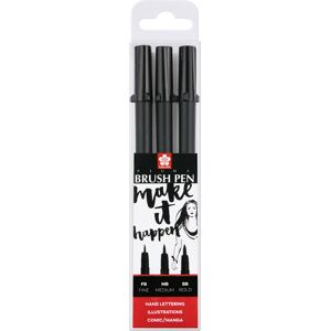 Sakura Pigma Brush Pen Set, Black (Pack Of 3)