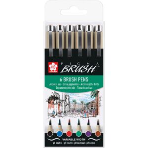 Sakura Pigma Brush Pen Wallet (Pack Of 6)