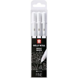 Sakura Basic Gel Pens, Bright White, Fine Nib (Pack Of 3)