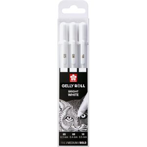 Sakura Basic Gel Pens, Bright White, Fine/medium/bold Nib (Pack Of 3)