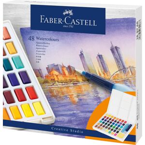 Faber-Castell Creative Studio Watercolour Pan Paints 48 Colour Set Includes Water Brush