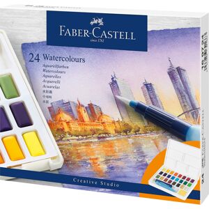 Faber-Castell Creative Studio Watercolour Pan Paints 24 Colour Set Includes Water Brush