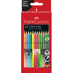 Faber-Castell Sustainable Colour Grip Metallic, Neon And Pastel Colouring Pencils (Pack Of 12)