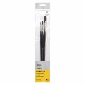 Winsor & Newton Winsor & ton Galeria Acrylic Brush Set 1 Long Handle (Pack Of 3)