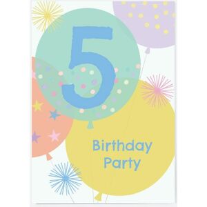 Dotty About Paper Blush Balloons Age 5 Kids Birthday Invitations Pack Of 10