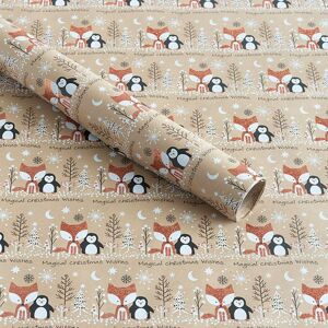 Whsmith 2m Biodegradable Glitter Woodland Friends Christmas Wrapping Paper (Pack Of 2)