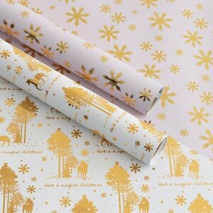 Whsmith 3m Gold Unicorn Christmas Wrapping Paper (Pack Of 2)