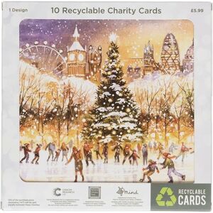 Whsmith Festive Ice Skaters Recyclable Charity Christmas Card Pack Of 10