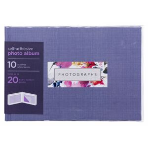 Whsmith Fleur Purple Floral Small Landscape Photo Album 10 White Self-Adhesive Leaves
