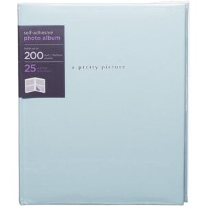 Whsmith Pastel Blue Pretty Picture Leather Effect Photo Album 25 White Self-Adhesive Leaves