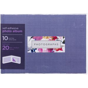 Whsmith Fleur Purple Floral Small Landscape Photo Album 10 White Self-Adhesive Leaves