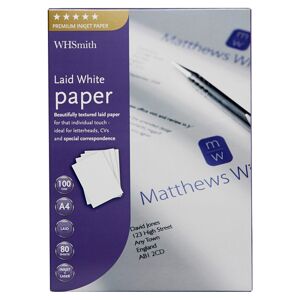 Whsmith A4 Laid White Inkjet Paper 80 Sheets