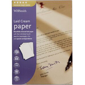 Whsmith A4 Laid Cream Inkjet Paper 80 Sheets