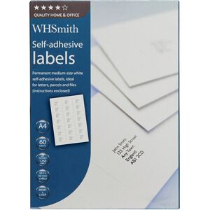 Whsmith Quality Home And Office Medium White Self-Adhesive Labels (Pack Of 1260)