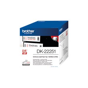 Brother Paper Labelling Tape Continuous Roll Black And Red On White 62mmx15.24m Dk-22251