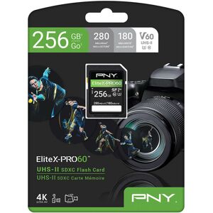 Pny 256 Gb Elitex-Pro60 Class 10 U3 V60 Uhs-Ii Sdxc Card