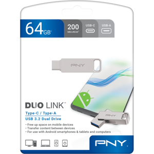 Pny 64 Gb Duo Link Usb-A Usb-C 3.2 Dual Flash Drive