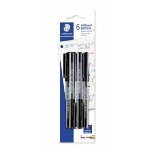 Staedtler Stick 430 Black Ballpoint Pens (Pack Of 6)