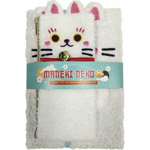 Puckator Maneki Neko Lucky Cat Plush A5 Notepad And Pencil Case Set