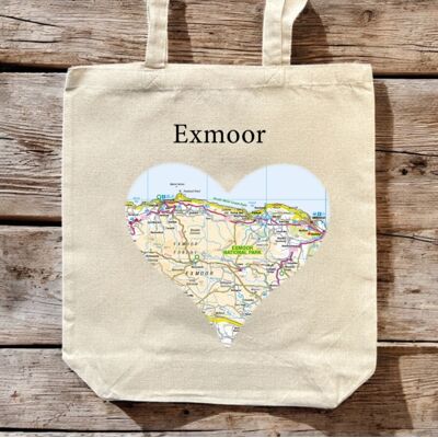 The Sugar Shed Os Map Premium Canvas Tote Bag - Exmoor National Park The Sugar Shed Os Map Premium Canvas Tote Bag - Exmoor National Park