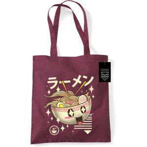 PYRAMID INTERNATIONAL Vincent Trinidad (Kawaii Ramen) Maroon Tote Bag PYRAMID INTERNATIONAL Vincent Trinidad (Kawaii Ramen) Maroon Tote Bag
