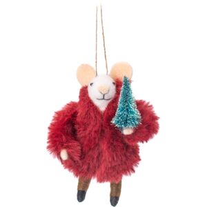 Sass & Belle Mouse In Fur Coat With Tree Sass & Belle Mouse In Fur Coat With Tree