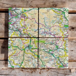 The Sugar Shed Os Map Ceramic Four Coaster Set - Peak District National Park The Sugar Shed Os Map Ceramic Four Coaster Set - Peak District National Park